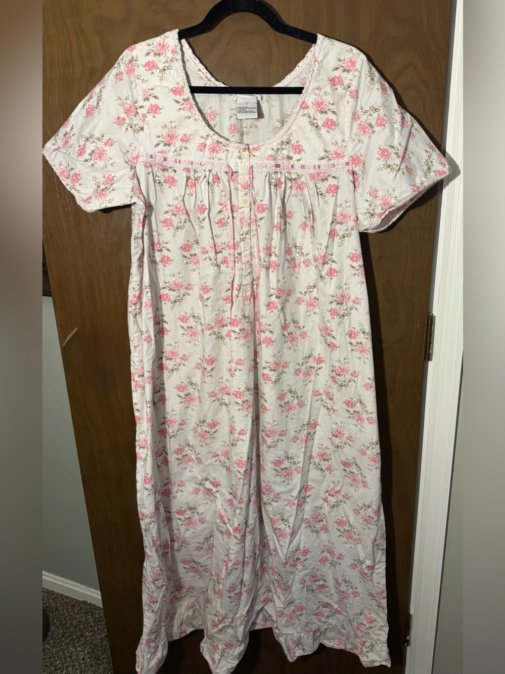 Vintage Dreams Co Floral Nightgown Large Long Pink Ruffled Chemise Granny Core L